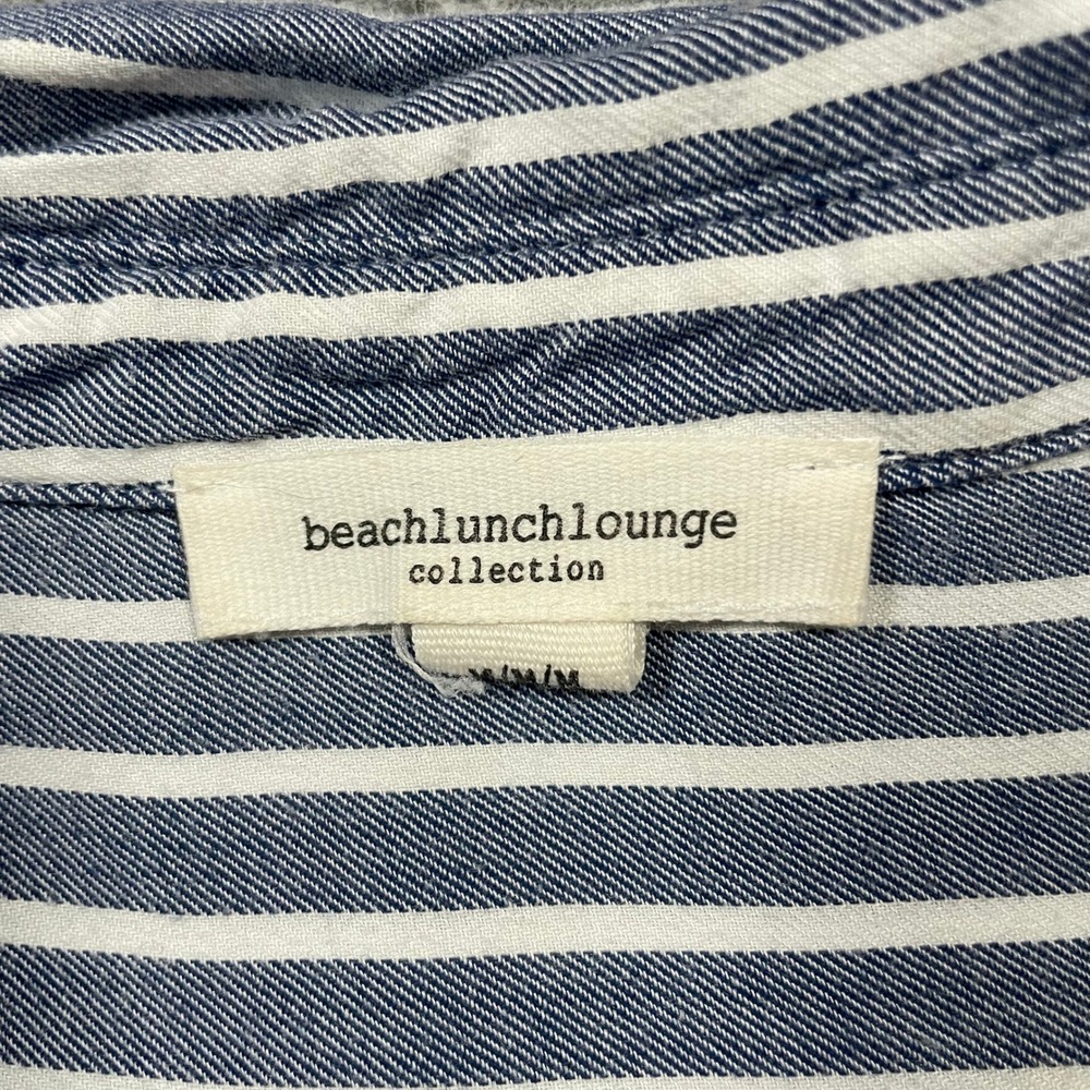 Beachlunchlounge Button Down Shirt Womens Medium Blue White Striped LTT5853 - Picture 5 of 8